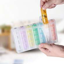 1pc Color One Week Pill Box, Colorful 28 Boxes Rainbow Pill Box, 7-Day Travel Spring Portable Pill Box,