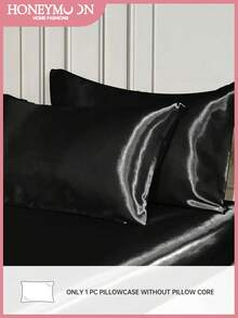 1个优质缎面信封式枕套，柔软透气，抗皱，呵护头发和肌肤，提升睡眠质量，不含枕芯，黑色，通过Oeko-Tex认证 - 黑色 - 查看 2