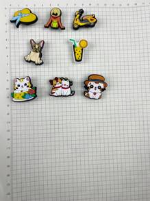 8pc Set Cartoon Cat & Dog Pattern Accessories Kit Fits Sandals, Bracelets, Slippers, Phone Decoration, Gift For Pet Lovers Birthdays, Festivals