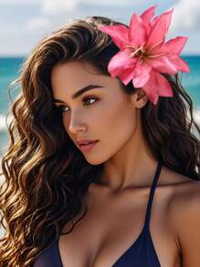 1pc Oversize 12cm Bohemian Faux Flower Hair Clip, For Beach, Travel, Date, Daily Wear