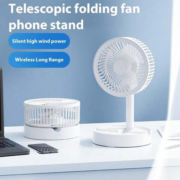 1 Pieza Ventilador mini plegable USB | Ajuste silencioso de 3 velocidades | Soporte telescópico de ABS | Soporte para teléfono y portátil para múltiples escenarios | A prueba de salpicaduras para uso doméstico/dormitorio/exterior