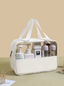 3-1pc Hanging Toiletry Kit Transparent PVC Toiletry Bag For Makeup Tools Waterproof Portable Zipper Make Up Organizer Minimalist For Women For Bathroom Wash Bag Gift For Mom Beach Bag Beach Essentials Beach Towel Organizer Beach Accessories Beach Stuff Holiday Bag Holiday Essentials For Summer For Vacation
