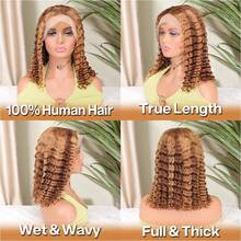 Ombre Highlight Deep Wave Curly Bob Wigs Human Hair Pre Plucked Wear And Go Glueless 13x4 Hd Honey Blonde Highlight Lace Front Wig Human Hair For Black Women Wet And Wavy 4/27 14 Inch - SP4/27 - 查看 7