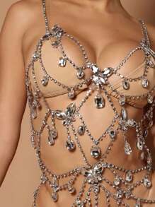 Cuier 1PC Graceful Flexible Butterfly Rhinestone Tassel Dress For Women Sexy Body Chain Jewelry For Party Nightclub Stage Accessories