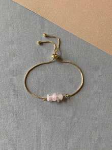 天然石抽绳串珠手链 - 天然石可调节手链 - 手工珠宝礼物 - 三月四月五月生日礼物 - 彩色 - 查看 5