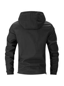 New Men's Plus Size Outdoor Casual Hooded Jacket, Spring/Autumn - Black - View 2