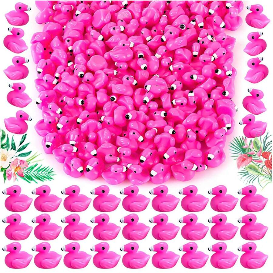 50pcs Mini Resin Flamingo & Duckling, Cute Flamingo Statues For Cake Decorating, Garden, Toy House, Aquarium Decor, DIY Crafts