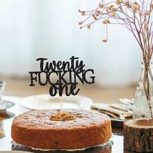 1 Peça Topo de Bolo de 21st Aniversário Preto Brilhante e Dourado, Decoração de Festa de 21st Aniversário, Itens de Decoração para Festa de 21st Aniversário Divertidos - cor sólida - Visão 4