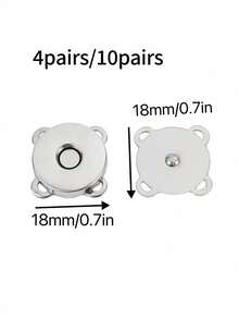 4 Pairs/10 Pairs DIY Magnetic Buttons, Plum Blossom Shaped Hand-Sewn Magnetic Clasps 18mm Button - Silver - View 6