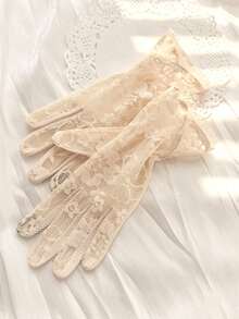 Women's Lightweight Lace Breathable Touchscreen Driving/Cycling Gloves, Cute Solid/Floral Print, Polyester Material, Summer UV Protection - Multicolor - View 14