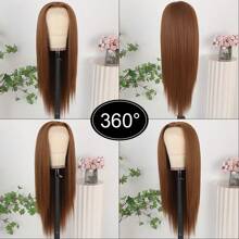 Peluca con cabello liso y largo de 32 pulgadas de color morado oscuro con encaje frontal. Peluca sintética de larga duración, resistente al calor, con frente de encaje sin pegamento, para uso diario, fiestas navideñas o cosplay de mujeres.