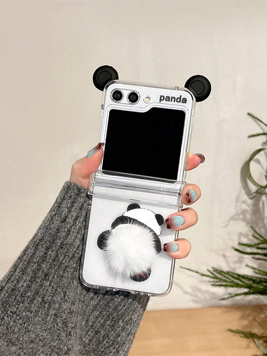 Compatible With Samsung Galaxy Z Flip 6,Galaxy Z Flip 7 Cute Cartoon 3D Panda Print Funny Kawaii Design Galaxy ZFlip 6 Flip 5 Flip 4 Flip 3 Phone Cover For Girls Boys Waterproof Shockproof Anti-Fall Scratch Resistant - Panda - View 1