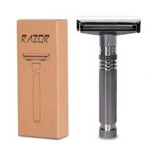 Men's Safety Razor Shaving Kit - Classic Stainless Steel Razor With Adjustable Razor Head, 10 Double Edge Blades, 3 Cleaning Brushes, Razor Stand - Ideal Gift For Fathers And Boyfriends, Perfect For Beard And Stubble Care, Shaving Accessories | Classic Razor Design | Durable Razor Stand, Shaving Supplies
