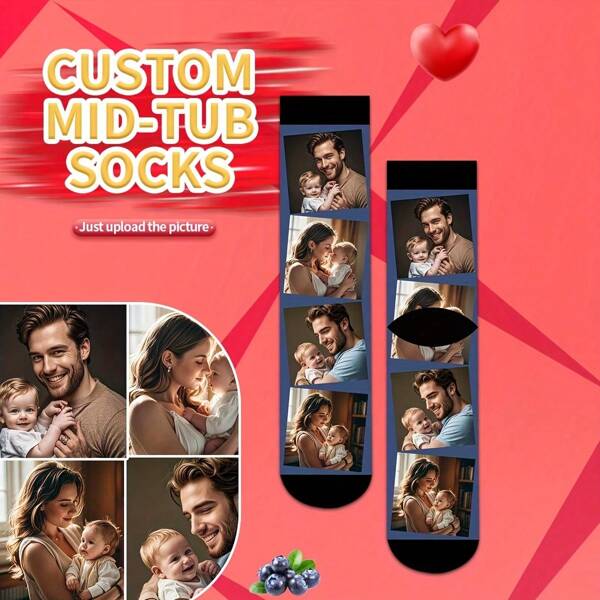 1 Pair Of Custom Couple Socks, Family Custom Socks, Personalized Socks, Pet Anniversary Gift, One Year Gift, One Year Custom Socks, Women's Socks, Men's Socks, Personalized Novelty Socks, Have Their Own Handsome And Beautiful Photos