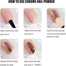 6 Colors  Nail Powder,  Powder With Pink,Silver,Gold Metal Mirror Effect, Holographic Nail Art Pigment Powder For DIY Gel Polish, Nail Art Decorations Y2K Holographic Sparkle, Aurora Nail Polish Powder, Fine Mirror  Powder 0.5g - 彩色 - 查看 7