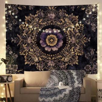 1pc Black Boho Tapestry With Geometric Pattern, Wall Decor For Living Room, Bedroom, Home Decor