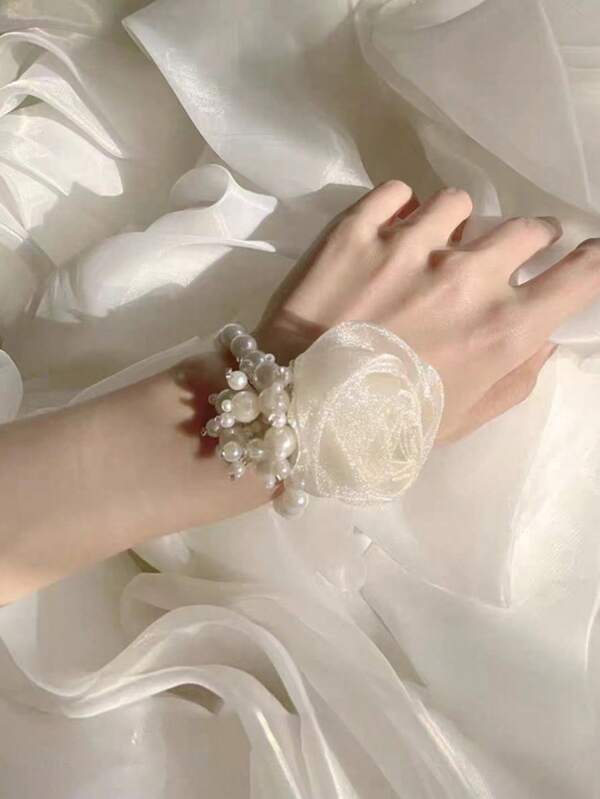 1 pieza Corsage de muñeca, elegante pulsera floral para damas de honor, boda, novia