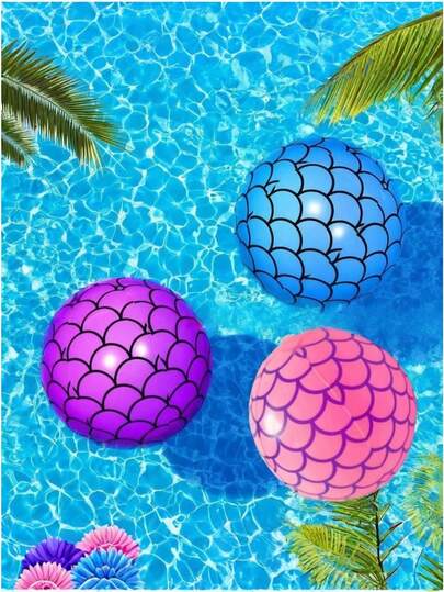 1 pieza Balón inflable con escamas de sirena, balón de playa colorido para interacción en fiestas, esencial de playa, accesorio de playa, flotador de piscina