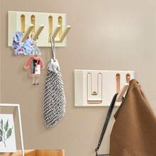 2 piezas Ganchos adhesivos plegables e invisibles, diseño giratorio ultrafino montado en la pared, para almacenamiento en baño, cocina, sin perforación y sin daños