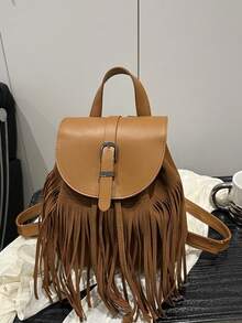 New Bohemian Style Niche Backpack, Fringed Commuter Backpack, Artistic Style Woman Bag, Retro Fashion - Multicolor - View 11