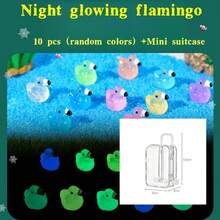 10 pièces Flamant rose fluorescent, décoration de modèle d'animal miniature, flamants roses colorés mignons, accessoires de résine DIY pour animaux, petit ornement de bureau, cadeau de remise des diplômes, joie de tous les jours