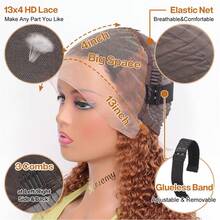 Ombre Highlight Deep Wave Curly Bob Wigs Human Hair Pre Plucked Wear And Go Glueless 13x4 Hd Honey Blonde Highlight Lace Front Wig Human Hair For Black Women Wet And Wavy 4/27 14 Inch - SP4/27 - 查看 6