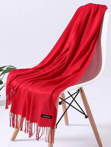 1 件装轻质纯紫色户外经典防风披肩围巾带流苏，简约时尚男女通用，适合日常外出、用餐、约会、空调房保暖 - 中紫紅色 - 查看 21