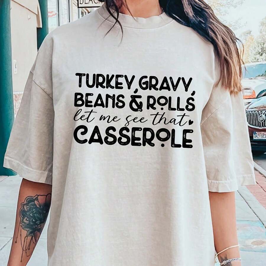 Turkey Gravy Beans And Rolls Let Me See That Casserole Shirt, Thanksgiving Shirt, Fall Shirt, Retro Thanksgiving Shirt - White - View 1