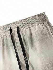 Men's Summer Breathable Loose Pocket Shorts With Elastic Waist, Fashion Tie-Dye Casual Outdoor Hiking Sports Straight Knee-Length Pants - Grey - View 3