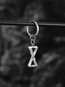1pc Stainless Steel Infinite Symbol Pendant, Unique Earring For Men - Silver - View 2