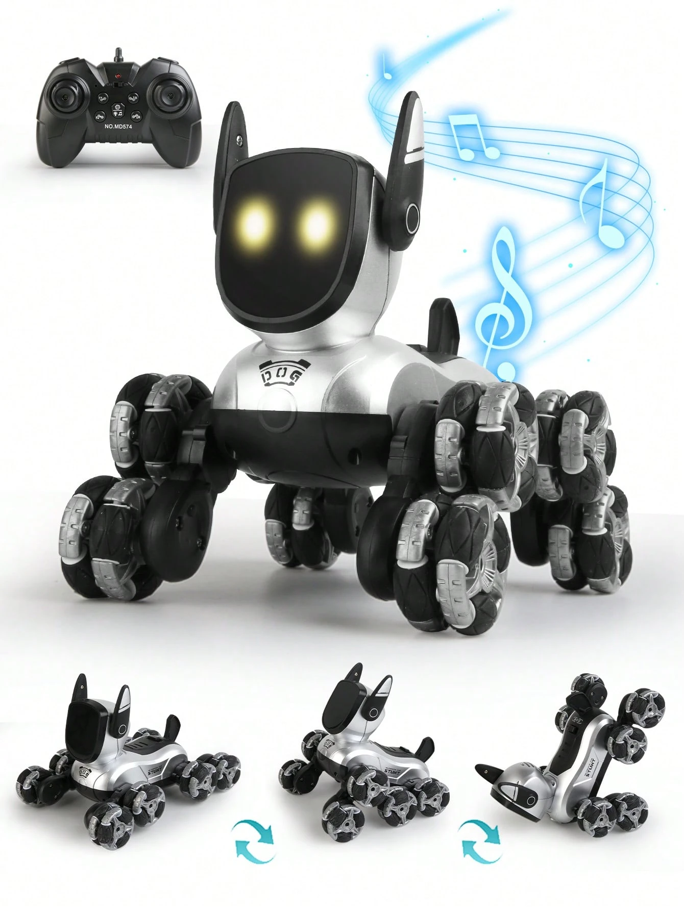 1pc 8wd التحكم عن بعد الكلب الروبوت ، 2.4 جيجا هرتز ميكانيكية الكلب RC ، تسلق سيارة روبوت لعبة على الطرق الوعرة مع الموسيقى ، الضوء ، الدوران 360 درجة ، مناسبة للأطفال الأولاد عيد ميلاد عيد ميلاد عيد الفصح (الأعمار 6-12) | مقاس: حجم واحد