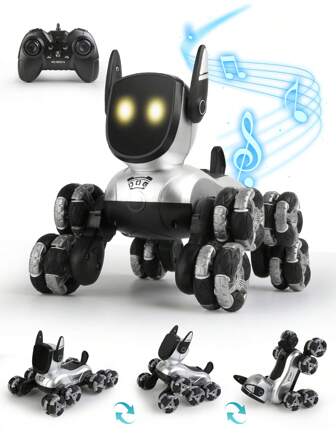 1pc 8WD Remote Control Robot Dog, 2.4GHz Mechanical RC Dog, Climbing Stunt Off-Road Toy Robot Car With Music, Light, 360° Rotation, Suitable For Kids Boys Girls Birthday Christmas Easter Gifts (Ages 6-12)