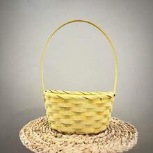 Disposable Handmade Bamboo Baskets In Various Colors And Sizes, Perfect As A Gift Basket Or Holiday Basket. - Yellow - View 4