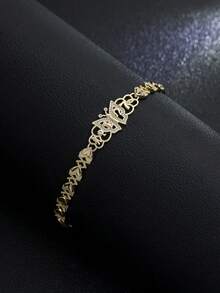 1 pieza Pulsera de encanto de mariposa apilable delicada de oro laminado tricolor, adecuada para uso romántico diario y vacaciones - Pulsera de mariposa - Ver 12