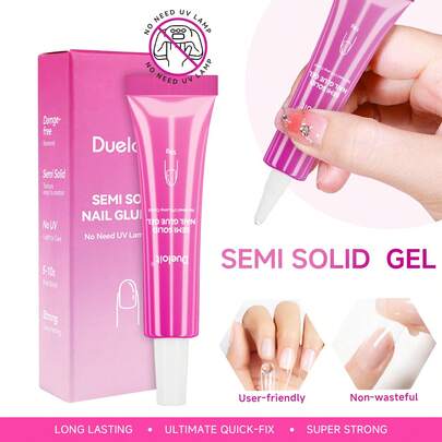 NEW No Need UV Lamp Semi Solid Gel Nail Glue For Press On Nails Tips 5-10S Fast Drying Long Lasting Fake Acrylic Nails Glue Gel NO YELLOWING And WHITTEN