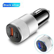 XJDR 1pc 3.1A Dual Port USB Car Charger With USB-A And USB-C Ports, Aluminum Alloy Metal Fast Charging Adapter
