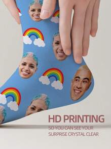 1 Pair Of Custom Couple Socks, Rainbow Custom Socks, Family Custom Socks, Personalized Socks, Pet Anniversary Gift, One Year Gift, One Year Custom Socks, Women's Socks, Men's Socks, Personalized Novelty Socks, Have Their Own Handsome And Beautiful Photos, Handsome Handsome Men's Gifts, Big Gifts