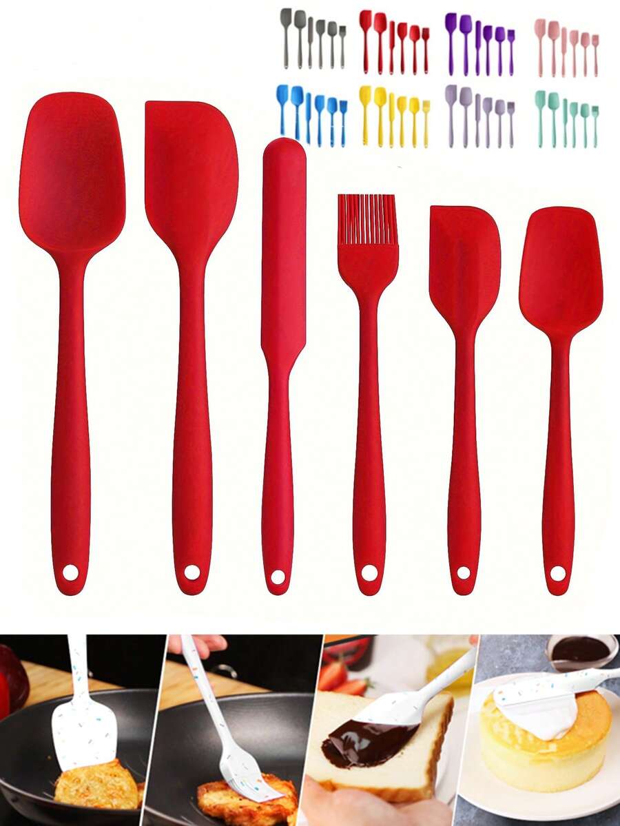 Bộ 6 món/1 cái thìa silicon, dụng cụ cạo dùng trong nhà bếp, dụng cụ cạo chịu nhiệt dùng trong nấu nướng và làm bánh, có thể rửa bằng máy rửa chén, lưỡi silicon nhà bếp, thìa silicon.