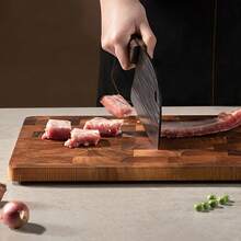 1 块优质红木砧板 - 耐用实木矩形砧板，适用于肉类、奶酪、面包 | 食物表面，天然颗粒纹理 | 时尚厨房准备板，适合家庭和专业用途，多功能砧板 | 天然木材设计 | 光滑表面板 - 彩色 - 查看 2