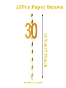 10pcs Birthday Disposable Paper Straws, Birthday Party Tableware Decoration Straws, Birthday Decoration Room Decoration Disposable Tableware Disposable Straws, Home Holiday Party Kitchen Decoration, 30th Birthday Decoration, 40th Birthday Decoration, 50th Birthday Decoration, Birthday Gift Party Favor