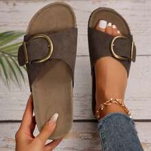 Women's Slip-On Fashion Sandals With Tassels And Straw Fabric - Perfect Summer Footwear For Ladies - Nâu toàn phần - Xem 1