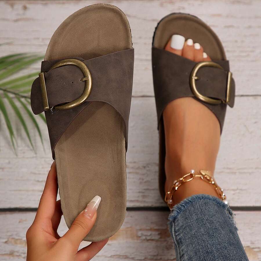 Women's Slip-On Fashion Sandals With Tassels And Straw Fabric - Perfect Summer Footwear For Ladies - Nâu toàn phần - Xem 1
