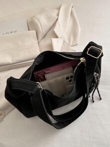 Fashionable Large Capacity Shoulder Tote Bag, Design For Women - Black - View 10