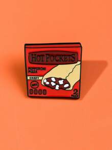 1/4 pièces Broche de rouleau de pizza, épinglette en métal d'alliage avec lettres colorées, accessoire décoratif pour sac, vêtements, bureau, chemises, vestes, bijoux pour Noël et Halloween