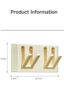 2 piezas Ganchos adhesivos plegables e invisibles, diseño giratorio ultrafino montado en la pared, para almacenamiento en baño, cocina, sin perforación y sin daños