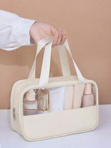 3-1pc Hanging Toiletry Kit Transparent PVC Toiletry Bag For Makeup Tools Waterproof Portable Zipper Make Up Organizer Minimalist For Women For Bathroom Wash Bag Gift For Mom Beach Bag Beach Essentials Beach Towel Organizer Beach Accessories Beach Stuff Holiday Bag Holiday Essentials For Summer For Vacation
