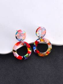 1 Pair Acrylic Shiny Hoop Earrings, Fashion Jewelry For Women, Suitable For Parties And Evening Wear