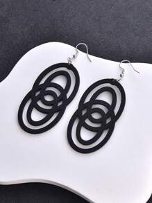 1 Pair Geometric Design Matte Texture Earrings, Fashionable Jewelry For Women, Suitable For Party And Evening Wear