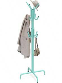 Jkm Simple Houseware Standing Coat And Hat Hanger Organizer Rack, 12 Hooks, Bronze - 藍色 - 查看 2