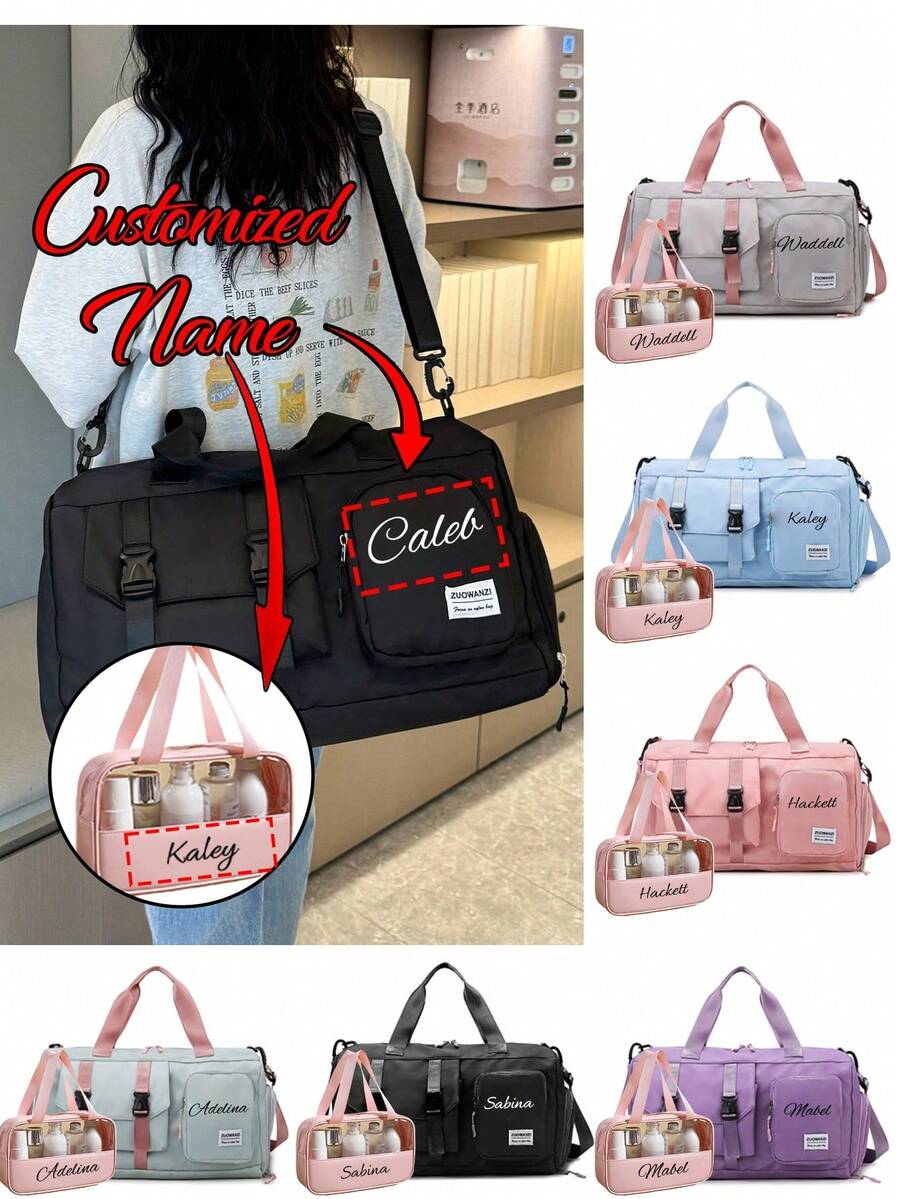 Customized Name Travel Bag, Individualization Handbag, Shoulder Bag, Crossbody Bag, Fitness Bag, Overnight Bag